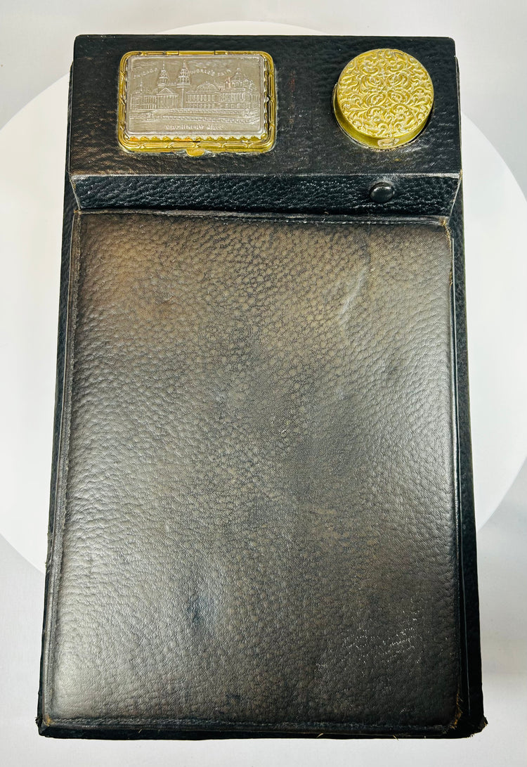 Victorian portable writing desk with Machinery Hall Chicago Exposition relief