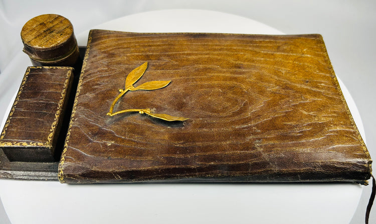 Early 20th century portable writing desk with brass-mounted inkwell