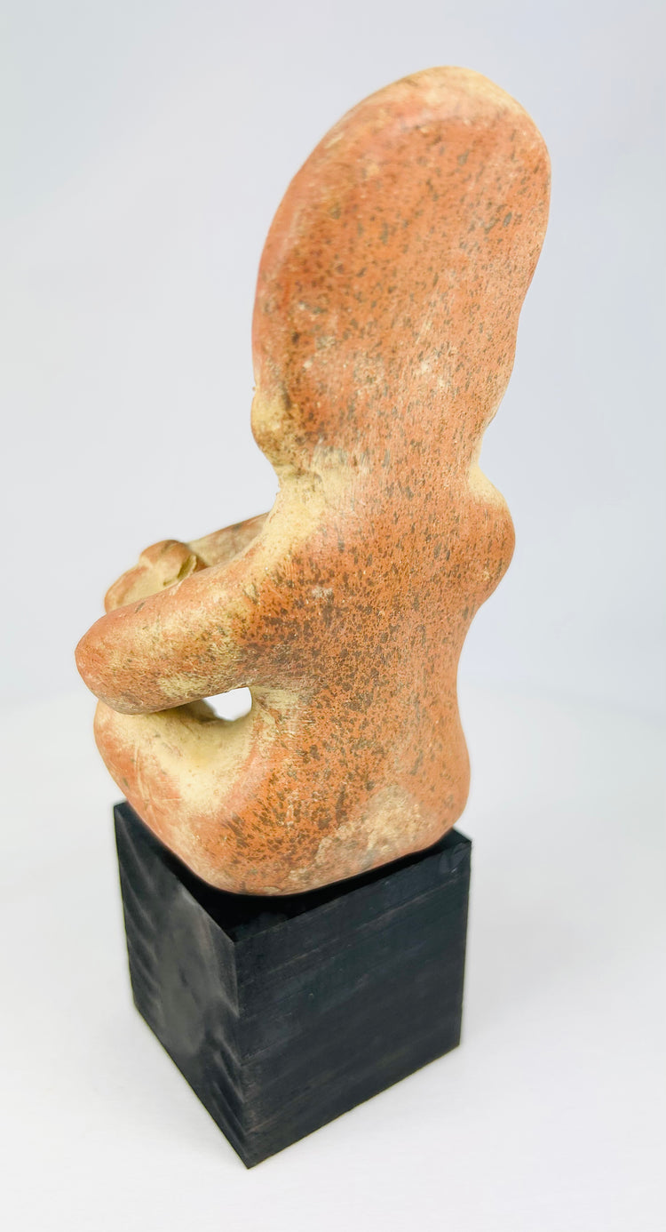 West Mexico terracotta figure, hand-molded with red slip, stylized anthropomorphic design, circa 300 BCE–300 CE