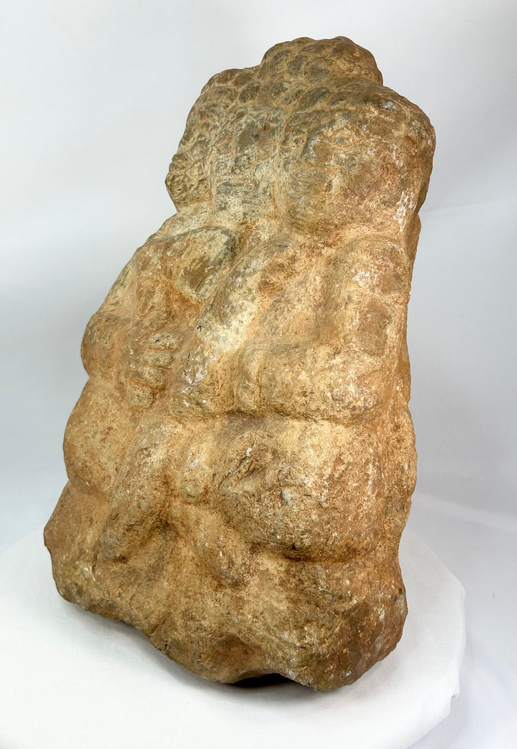 Majapahit Stone Sculpture of Three-Faced Brahma | 14th–15th Century | Indonesian Hindu Artifact for Sale