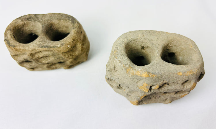 Hand-modeled Teotihuacan ceramic vessel with dual openings, ritual use