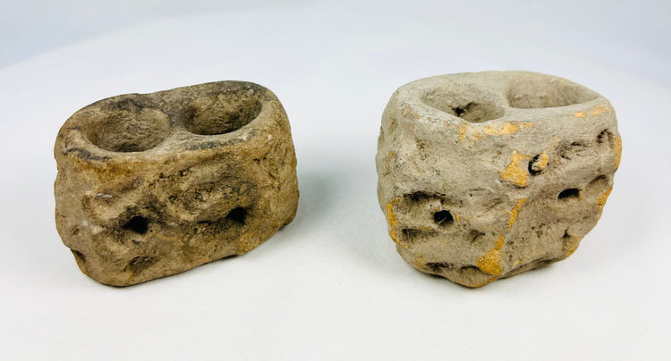 Teotihuacan Pre-Columbian candelero photographed on a white background