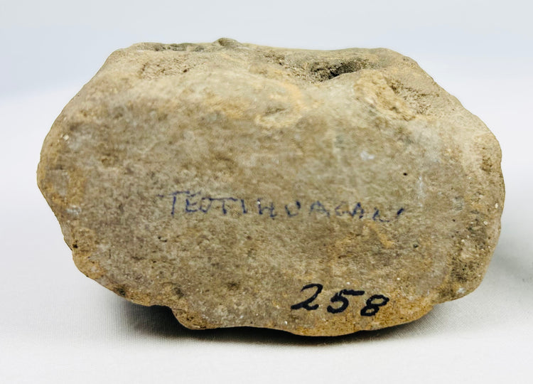 Ancient Teotihuacan ceramic ritual candelero with dual openings