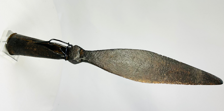 Historical Qing Dynasty spear with square stopper and aged patina