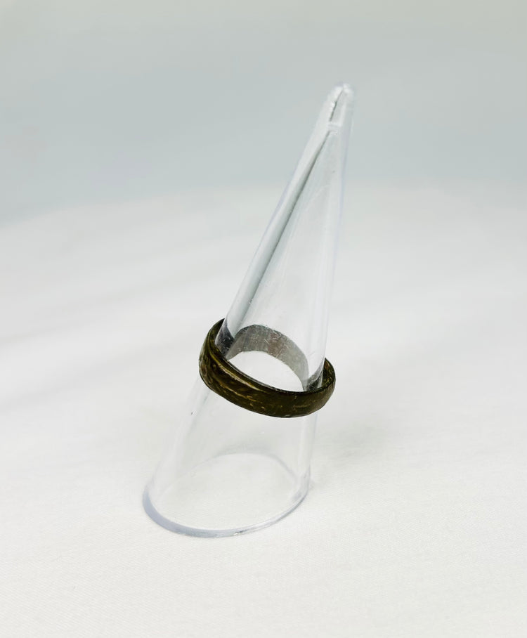 Historical Roman bronze ring with incised motifs around the circumference