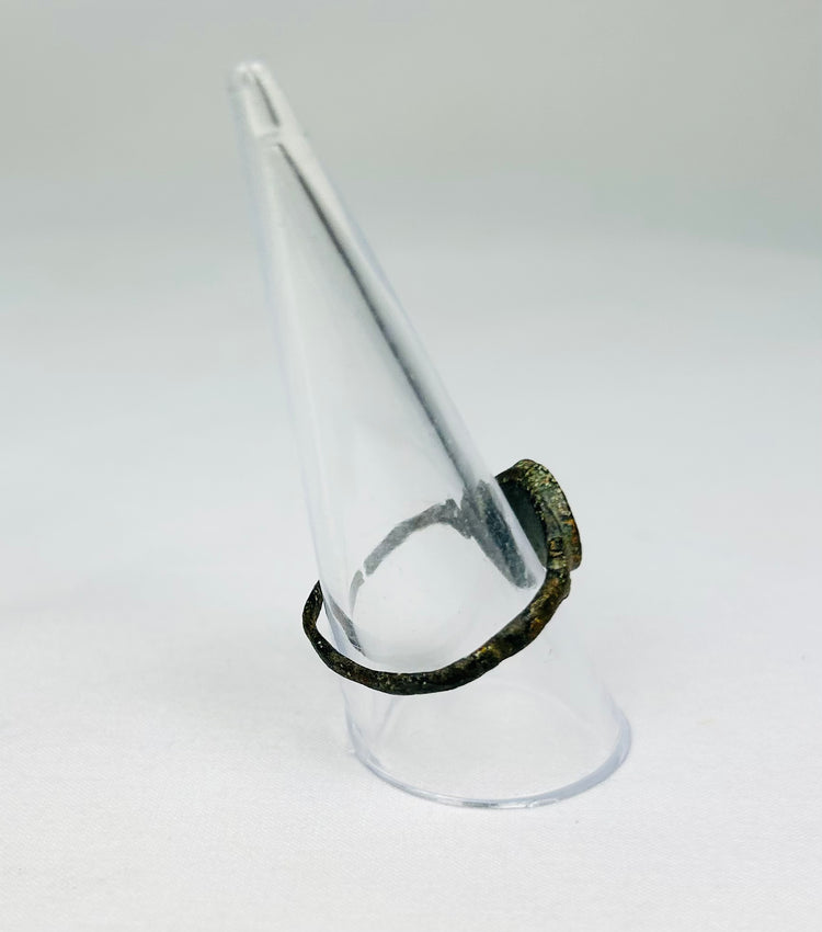 Ancient Roman bronze seal ring with hippocampus engraving 1st–3rd century CE