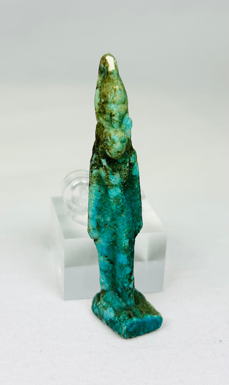 Late Period Egyptian faience amulet of Sekhmet circa 664–332 BCE with turquoise glaze