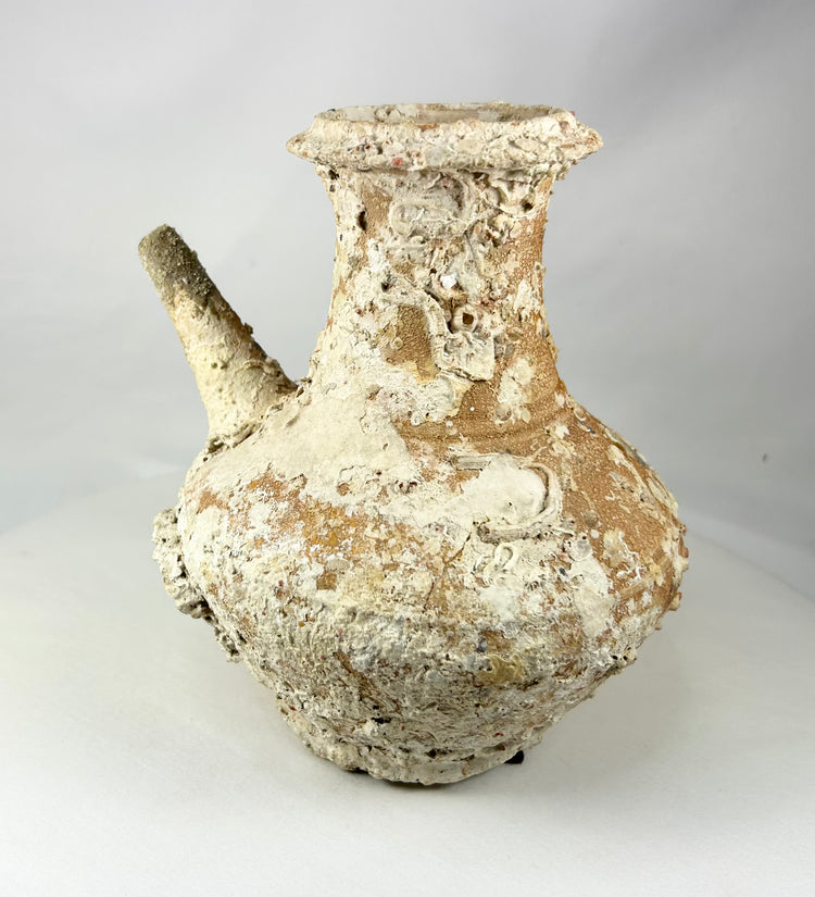 Heavily encrusted Song Dynasty terracotta wine pot, maritime shipwreck find