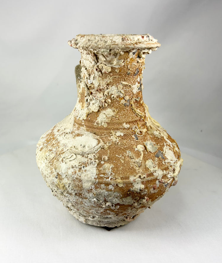 Terracotta wine pot, Song Dynasty, recovered from Philippine shipwreck, marine deposits