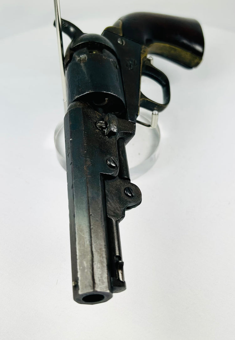 1859 Hartford Colt 1849 Pocket Revolver, antique collectible firearm with original walnut grips and engraved cylinder