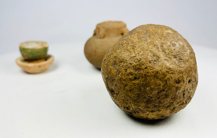 Trio of Early Ceramics and Stone Artifacts | South and East Asia | Circa 500–1500 CE