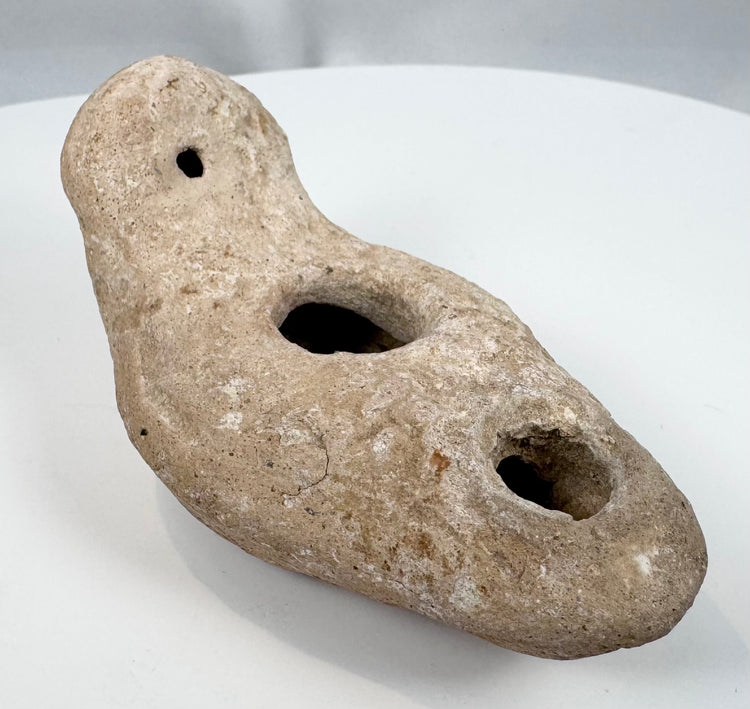 Late Antiquity earthenware oil lamp with central filling aperture