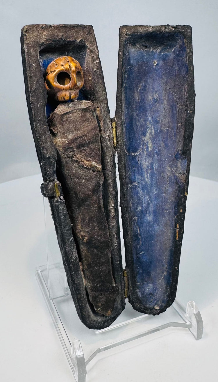 Late 18th to early 19th-century wooden memento mori coffin