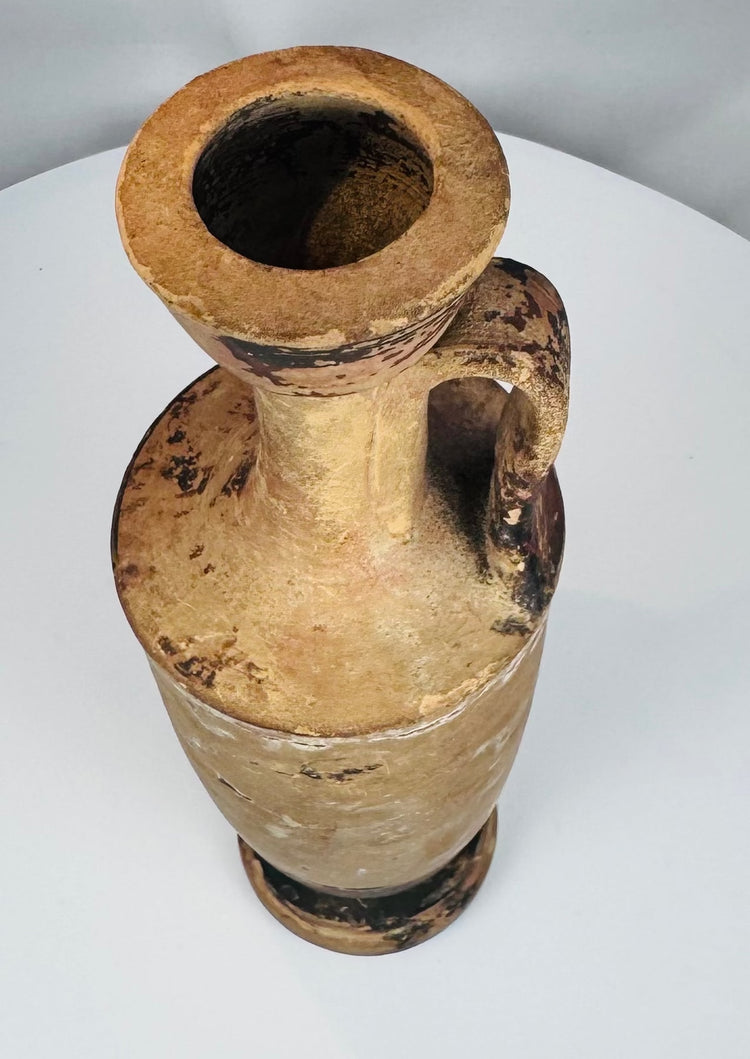 Detail of the flared mouth and narrow neck on a Greek lekythos