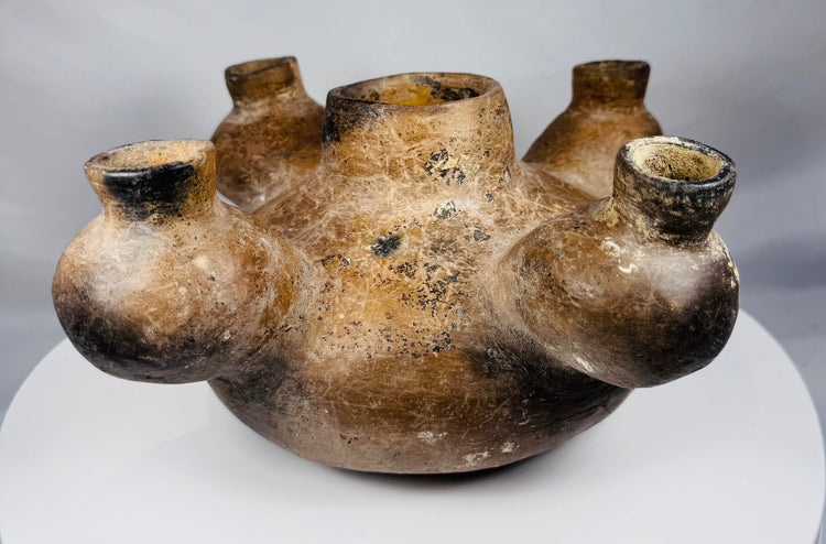 Overhead perspective of a Pre-Columbian five-spout vessel