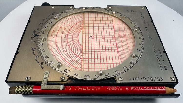 Vintage British military aviation calculator with adjustment knob