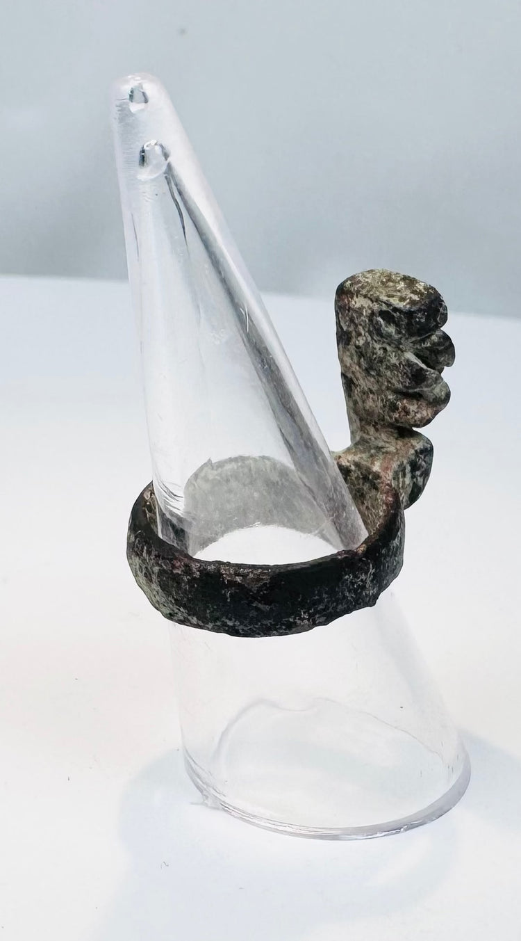 Archaeological Roman ring key combining a wearable finger ring with a functional bronze key