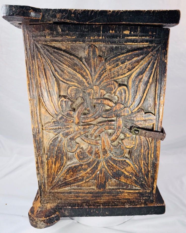 Late 19th-century South Asian storage chest with dark aged wood patina