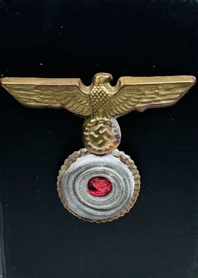 Antique Kriegsmarine Tellermütze cap insignia in gilt and blackened metal