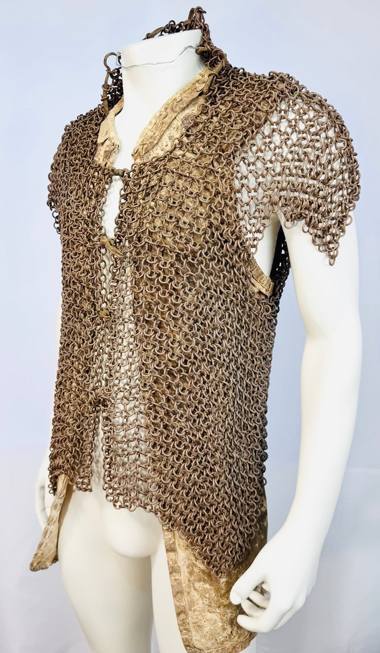 Side view of Mindanao mail armour showing its peaked protective shoulder