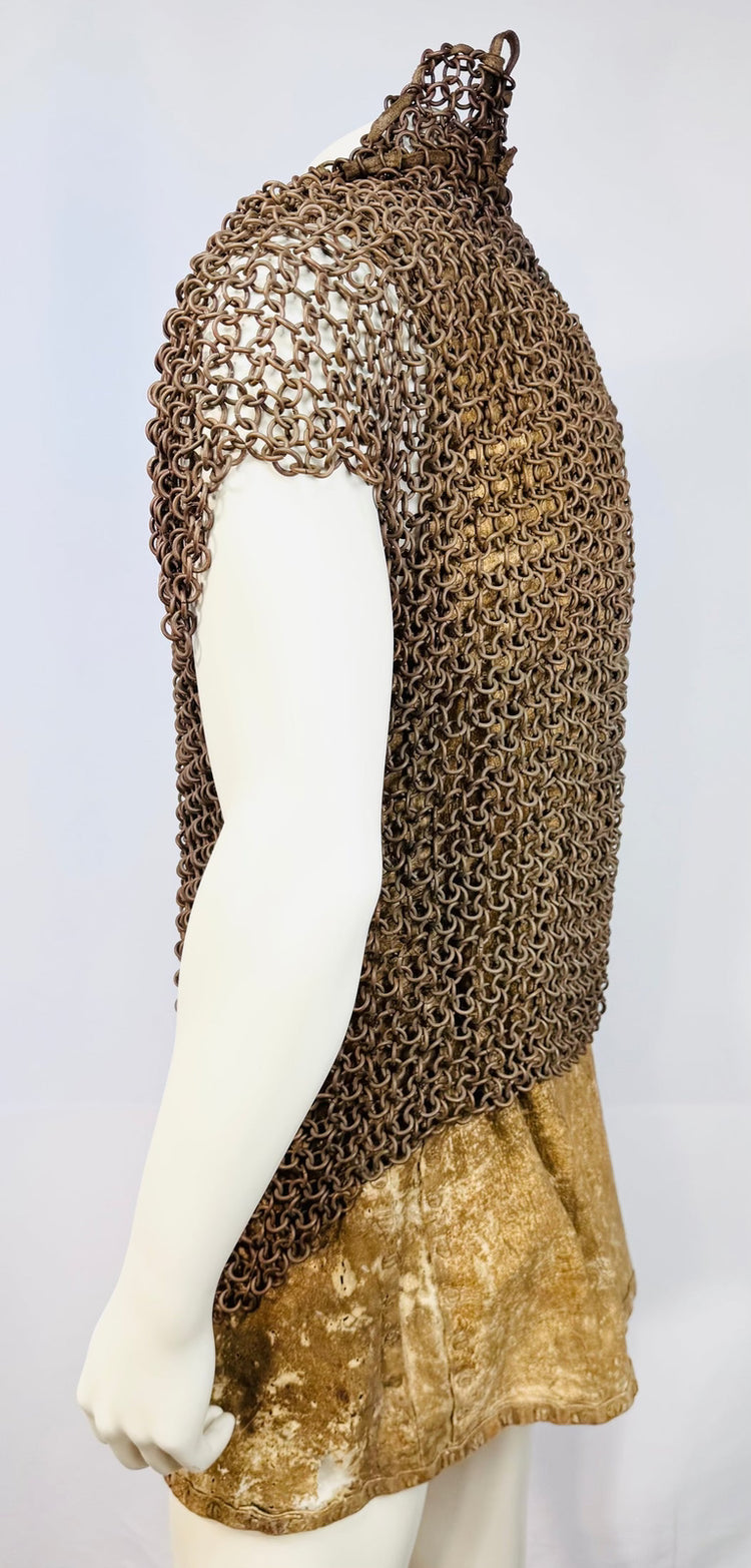 Antique Maranao armour displaying a hide collar and bronze-ring construction