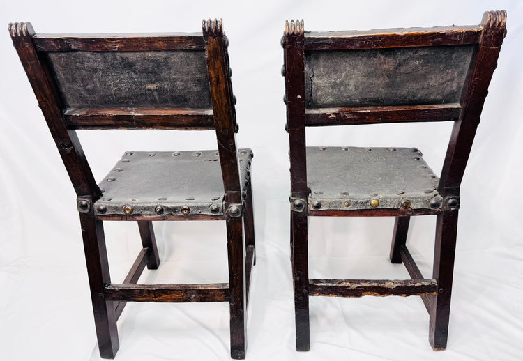 Spanish Baroque chairs featuring carved and pierced front stretchers