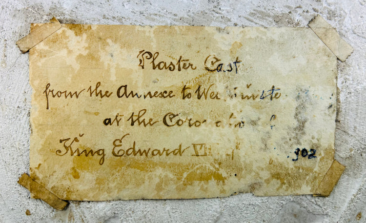 Rare plaster griffin relief from early 1900s with original gauze backing and aged surface wear