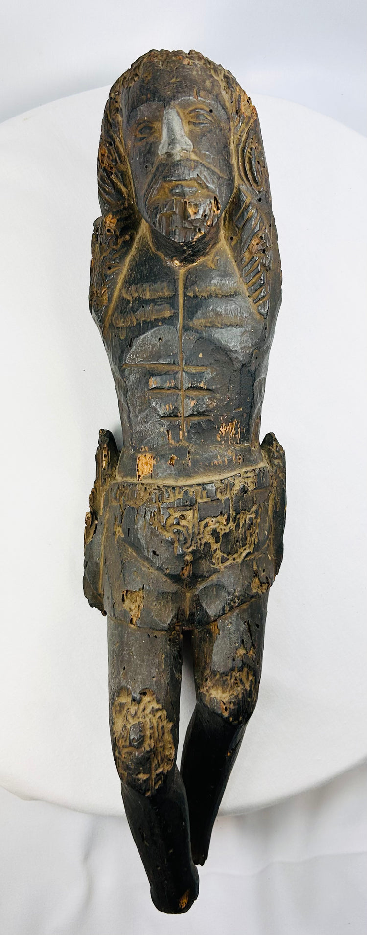 Authentic Spanish Colonial religious artifact with original surface remnants