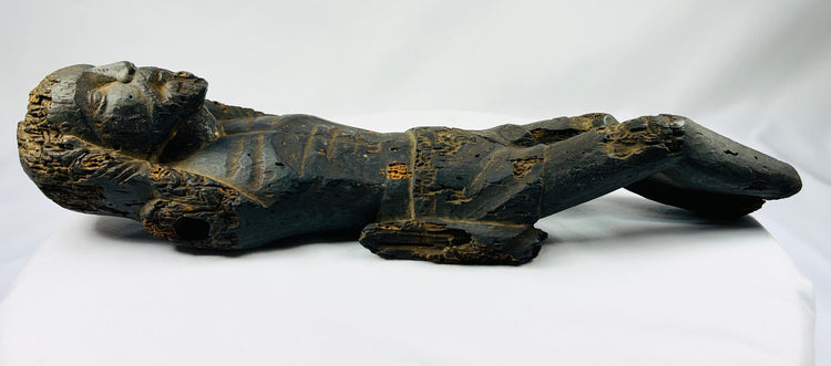 Relic-like Spanish Colonial devotional sculpture with strong emotional presence