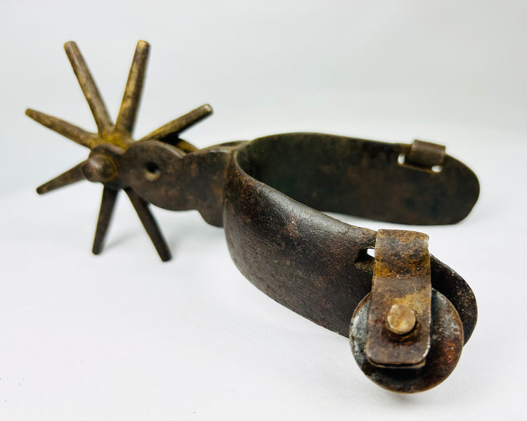 Museum-quality Mexican Charro spurs with working wear and powerful presence
