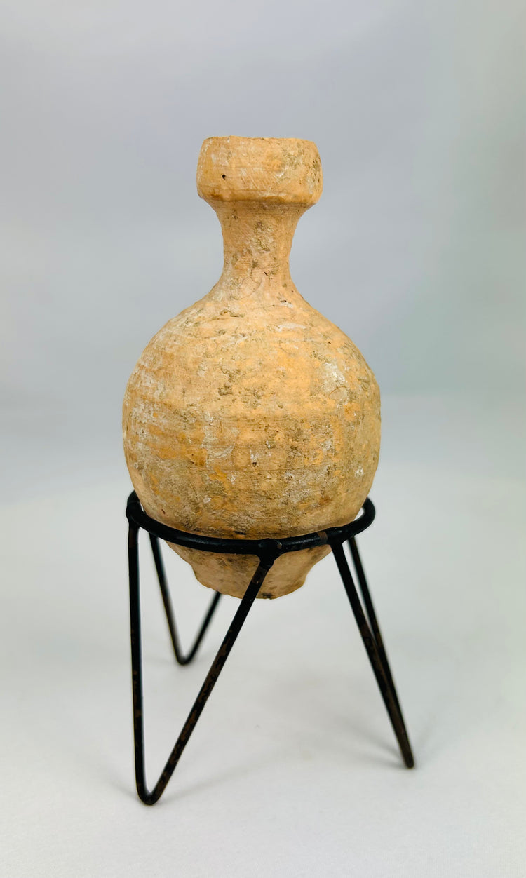 Roman Imperial terracotta perfume bottle with archaeological patina