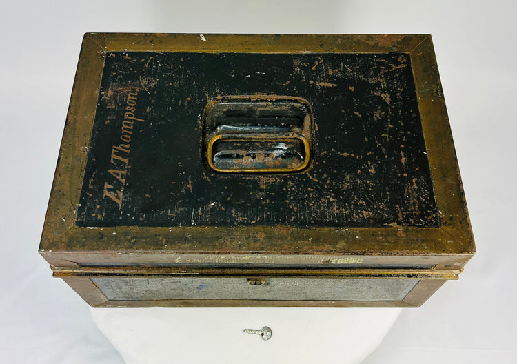 Historic painted iron strongbox with complete U.S. and British naval and military archive inside