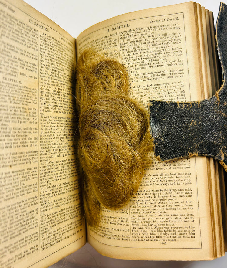 Historic painted iron strongbox with preserved daguerreotype, tintype, medals, and documents