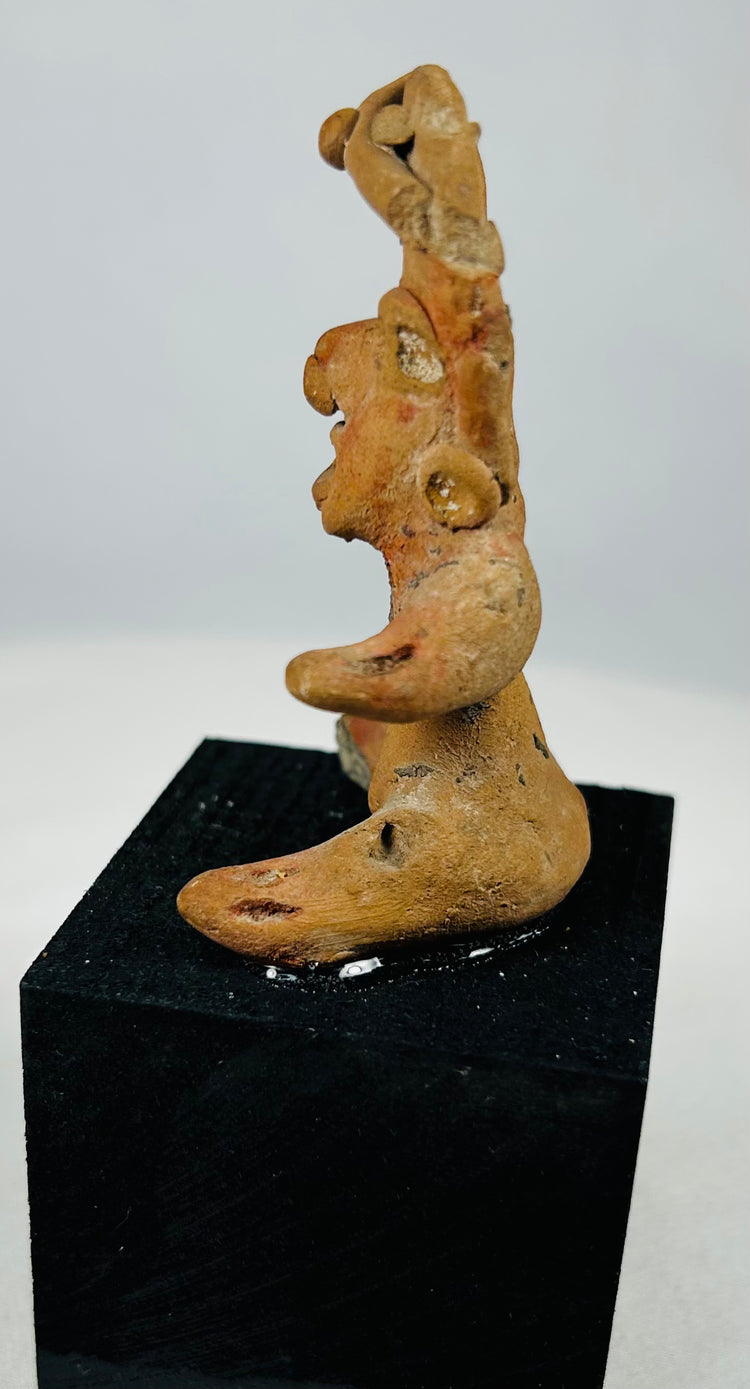 Museum-quality ancient West Mexican terracotta anthropomorphic figure with burial encrustation and surface wear