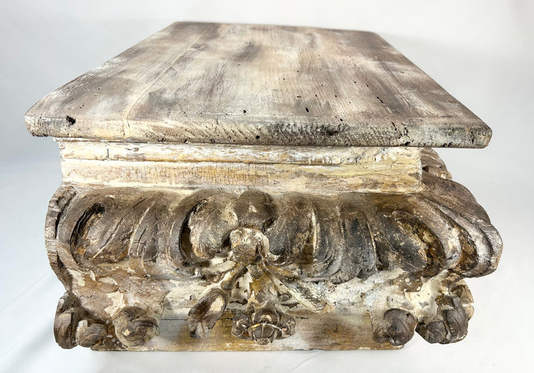 Beautifully weathered antique architectural fragment reused as low console or display base