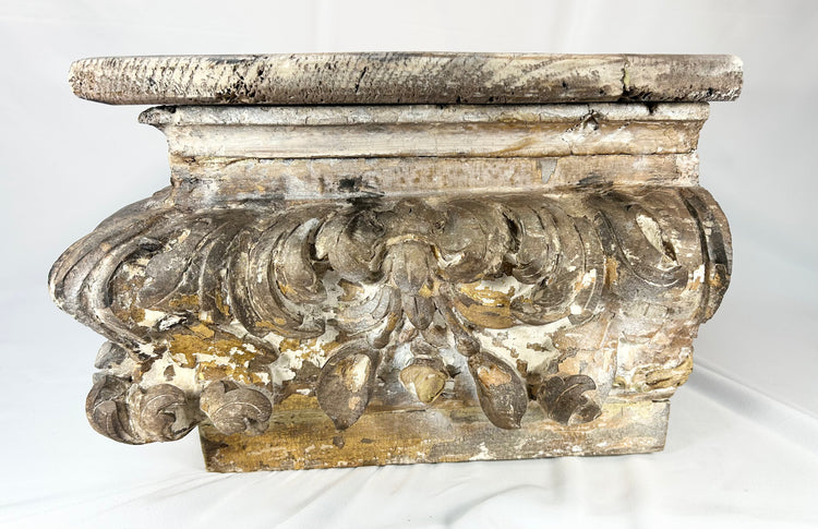18th–19th century carved and gilded wood fragment transformed into elegant sculptural stand
