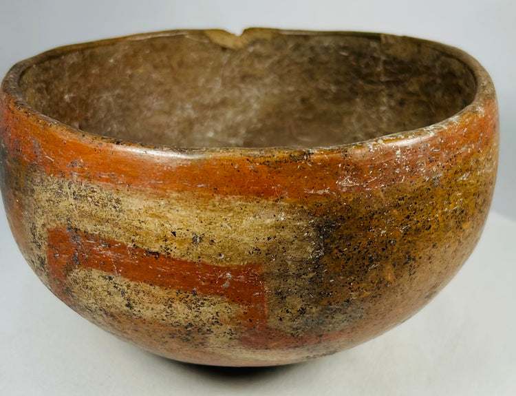Authentic Pre-Columbian painted terracotta vessel with archaeological patina