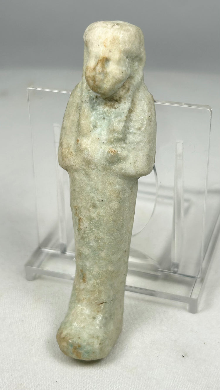 Authentic Egyptian ushabti figurine with mineral deposits