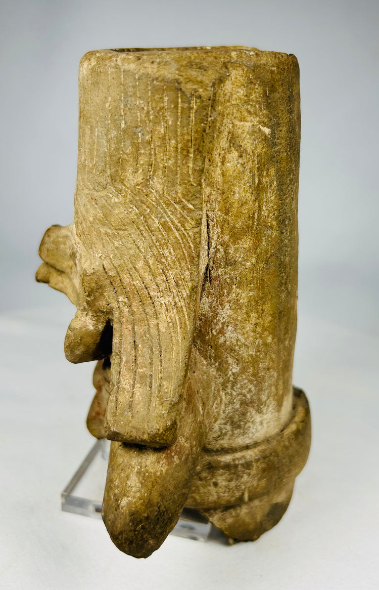 Shaft tomb culture terracotta figure head with burial patina