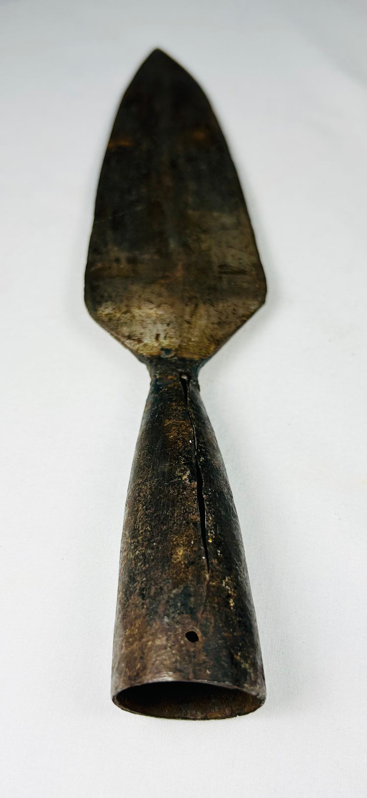 Historic Indo-Persian polearm spear tip with tapered socket and aged patina