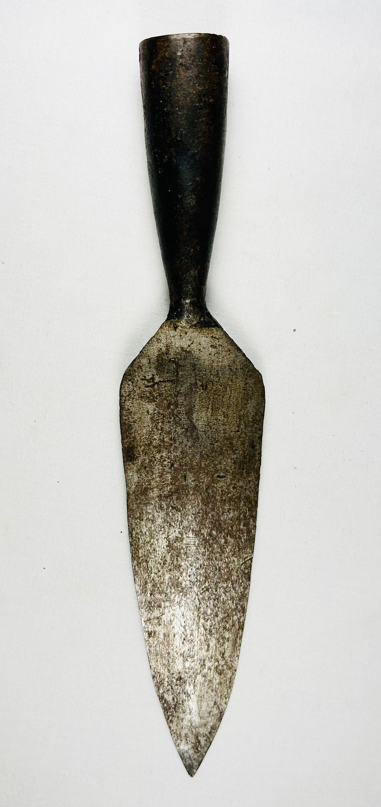 Antique 1700s Indo-Persian spearhead showing detailed blade craftsmanship