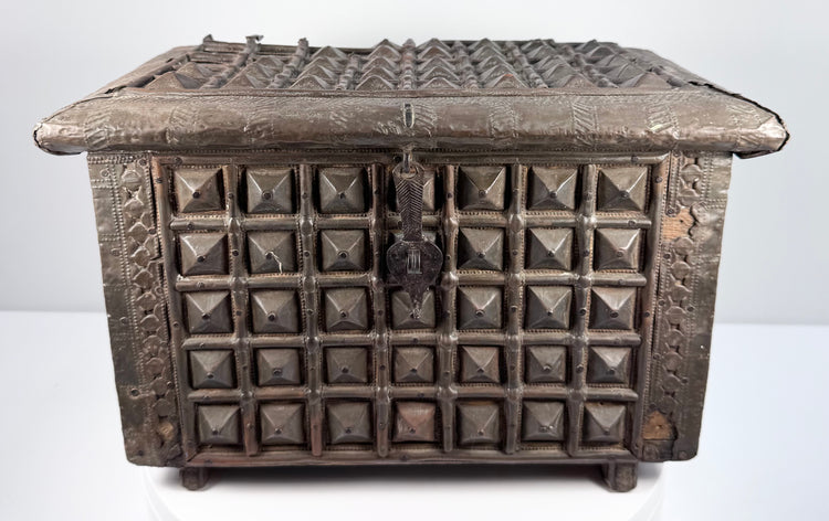 Antique Indian Brass-Clad Hardwood Lidded Box | Circa Late 19th Century