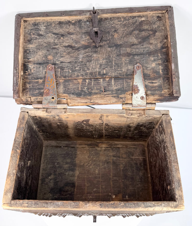 Antique Indian Brass-Clad Hardwood Lidded Box | Circa Late 19th Century