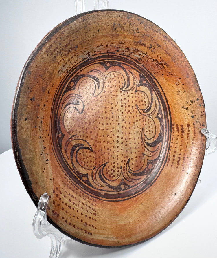 Greater Nicoya Middle Polychrome ceramic vessel with ochre, reddish-brown and dark painted decoration