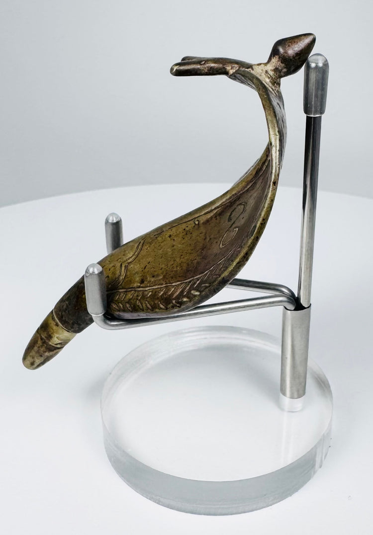 Antique Indian brass protective cobra hood likely made as a detachable Hindu shrine component.