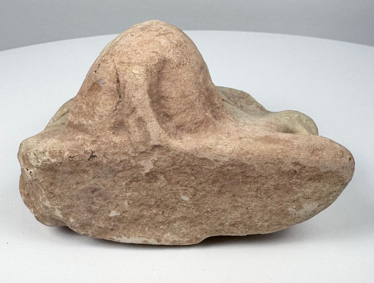 Pre-Columbian Taíno stone sculpture with abstract zoomorphic form and multiple recessed openings.