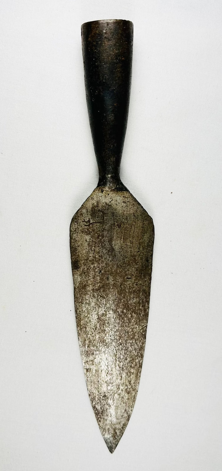 Antique 1700s Indo-Persian spearhead showing detailed blade craftsmanship