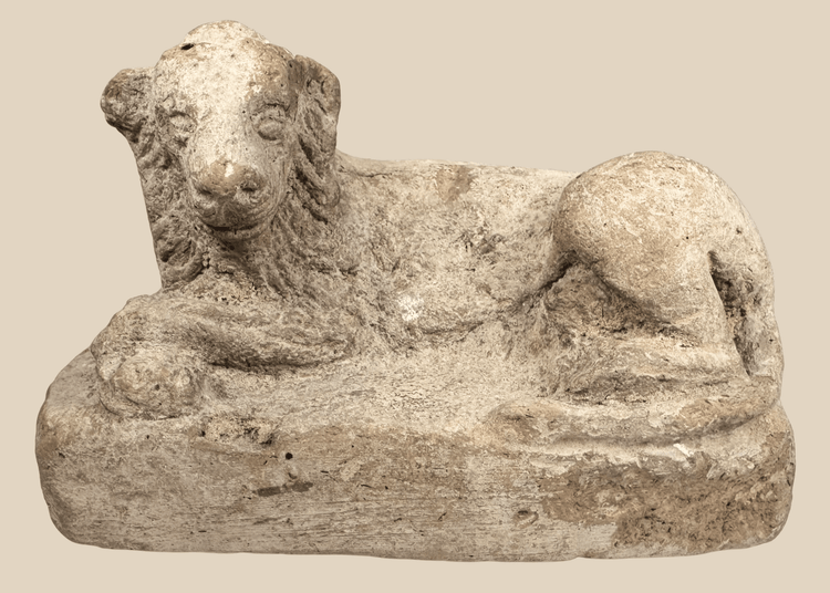 Ancient Egyptian terracotta reclining lion from Alexandria, Ptolemaic Period, circa 3rd–2nd century BCE