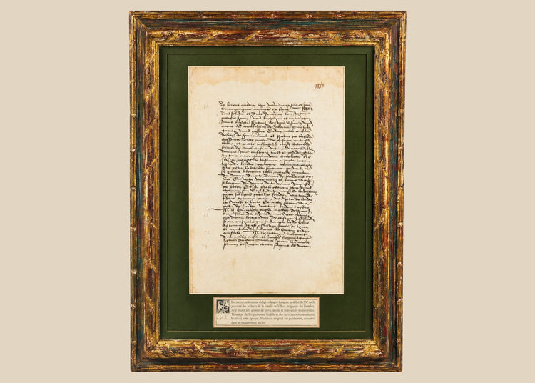 Medieval Burgundian rent roll from France, 1459–1462 CE, written in Latin using Carolingian minuscule script. Records feudal land rent, including monetary payments and agricultural obligations, between the Villers family and noble tenant Bertrand Boyssemer. Professionally framed with English translation, reflecting medieval estate management and legal practices.