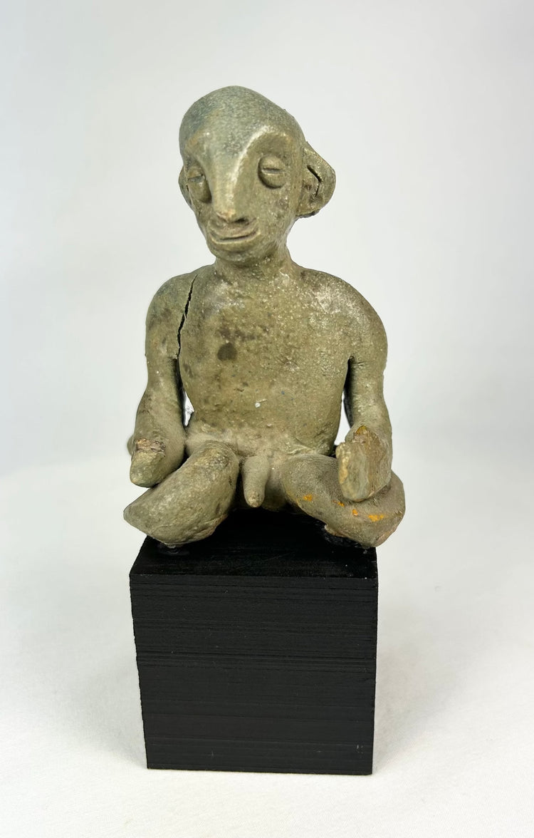 Shaft-tomb tradition terracotta male figure from West Mexico in seated pose